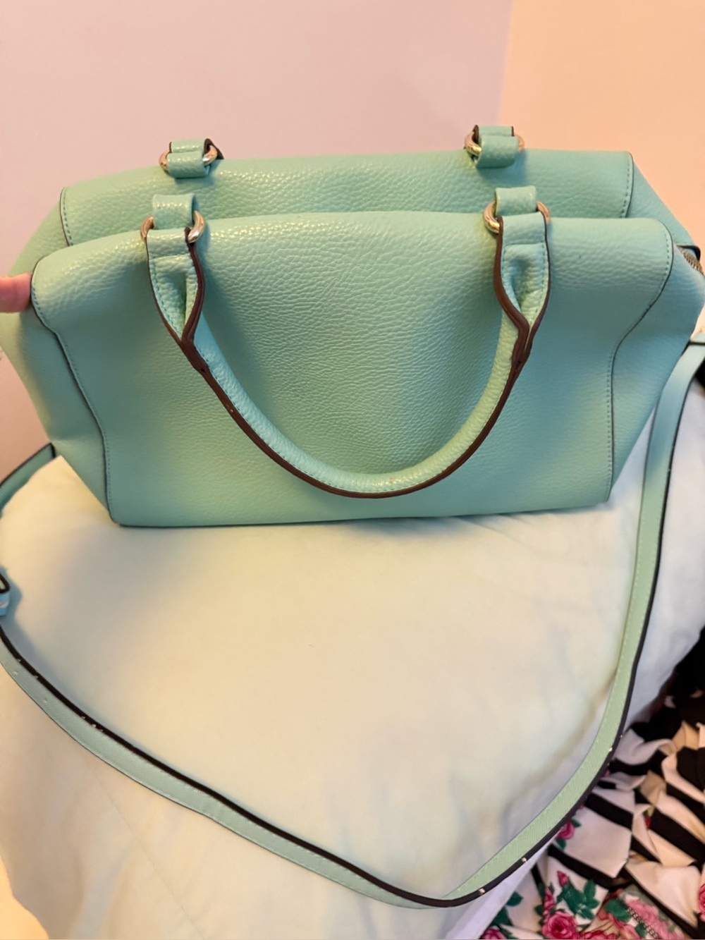 Mint Green Women's Leather Satchel Bag